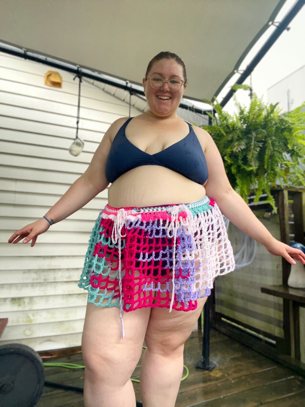 Multicolor Crochet Swim Cover-Up or Rave Mini Skirt Plussize (Adjustable Skirt)